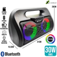Caixa de Som Bluetooth 30W RGB KTS-1267 X-Cell - Preta